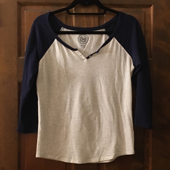SO Navy Baseball Tee Raglan Three Quarter Sleeve - Picture 1 of 3
